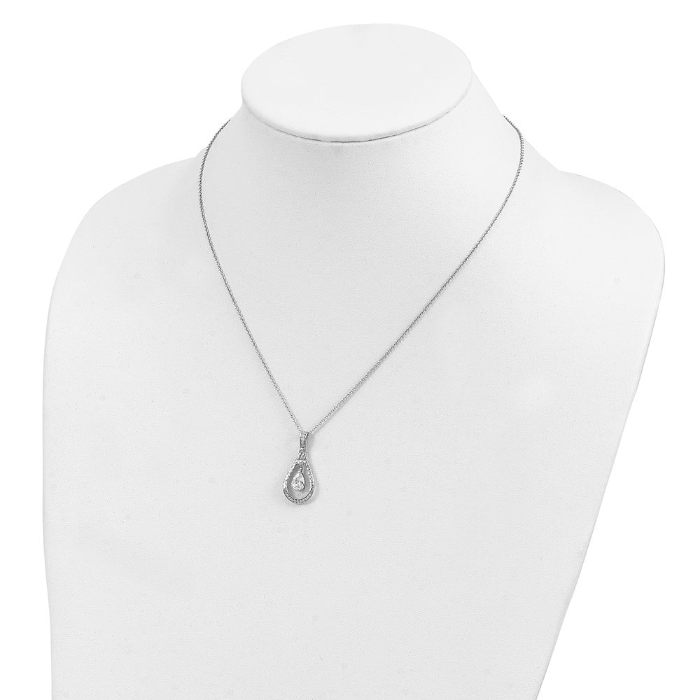 Sterlingsilber Sentimental Expressions Rhodiniert April Zirkonia Stein Never Forget Tear 18 Zoll Geburtsstein Halskette