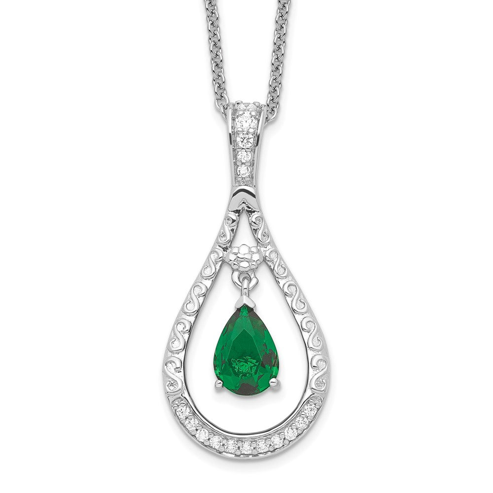 Sterlingsilber Sentimental Expressions Rhodiniert May Zirkonia Stein Never Forget Tear 18 Zoll Geburtsstein Halskette