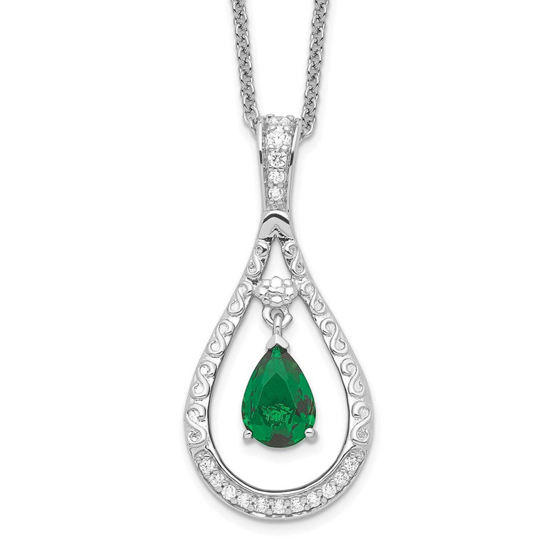 Sterlingsilber Sentimental Expressions Rhodiniert May Zirkonia Stein Never Forget Tear 18 Zoll Geburtsstein Halskette