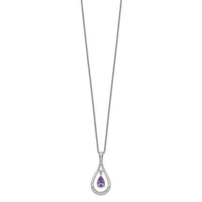 Sterlingsilber Sentimental Expressions Rhodiniert June Zirkonia Stein Never Forget Tear 18 Zoll Geburtsstein Halskette
