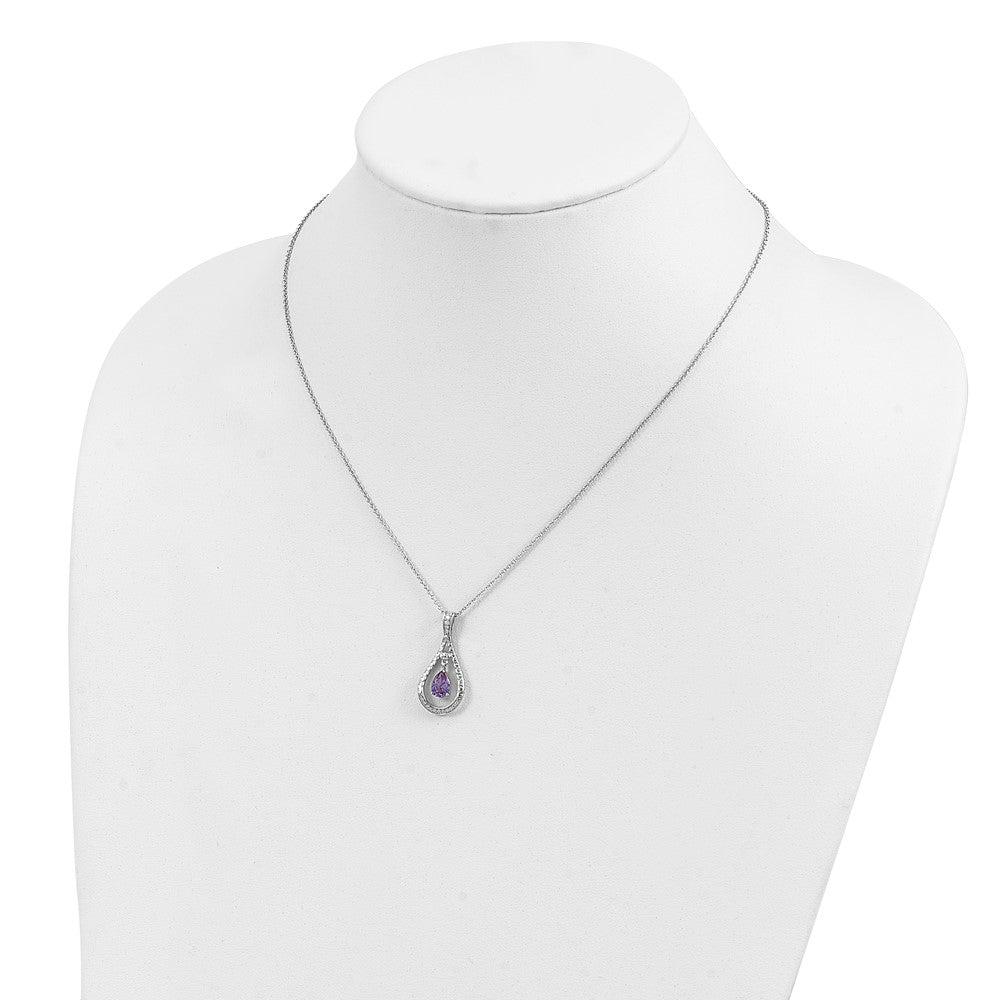 Sterlingsilber Sentimental Expressions Rhodiniert June Zirkonia Stein Never Forget Tear 18 Zoll Geburtsstein Halskette