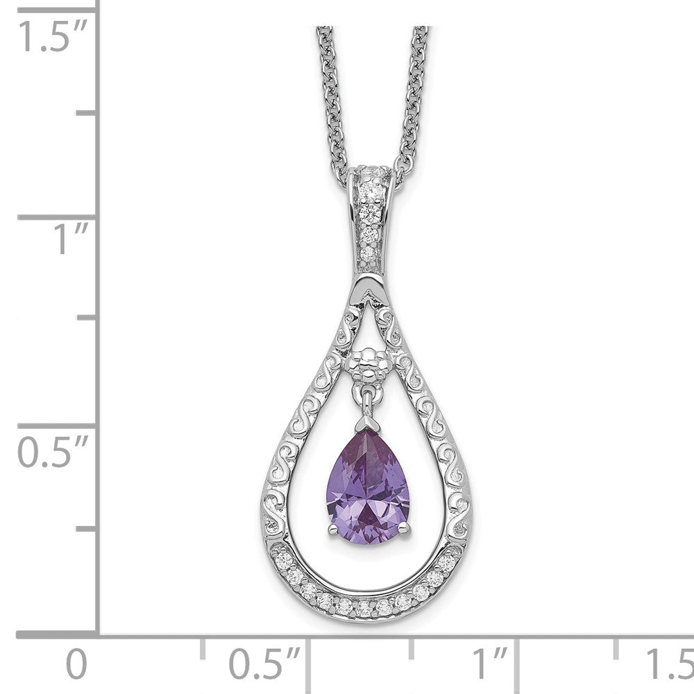 Sterlingsilber Sentimental Expressions Rhodiniert June Zirkonia Stein Never Forget Tear 18 Zoll Geburtsstein Halskette