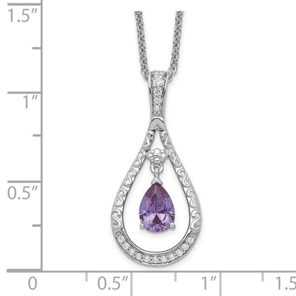Sterlingsilber Sentimental Expressions Rhodiniert June Zirkonia Stein Never Forget Tear 18 Zoll Geburtsstein Halskette