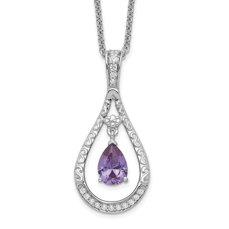Sterlingsilber Sentimental Expressions Rhodiniert June Zirkonia Stein Never Forget Tear 18 Zoll Geburtsstein Halskette