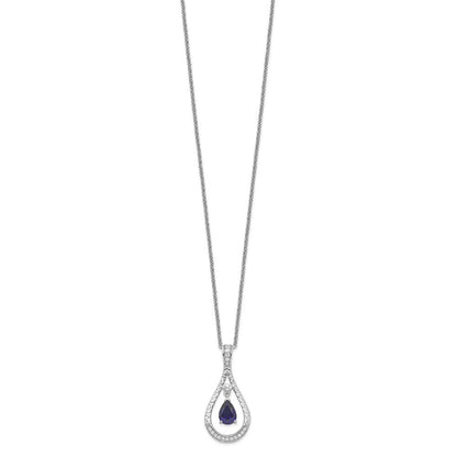 Sterlingsilber Sentimental Expressions Rhodiniert Sept. Im Labor Erzeugt Saphir Never Forget Tear 18 Zoll Halskette