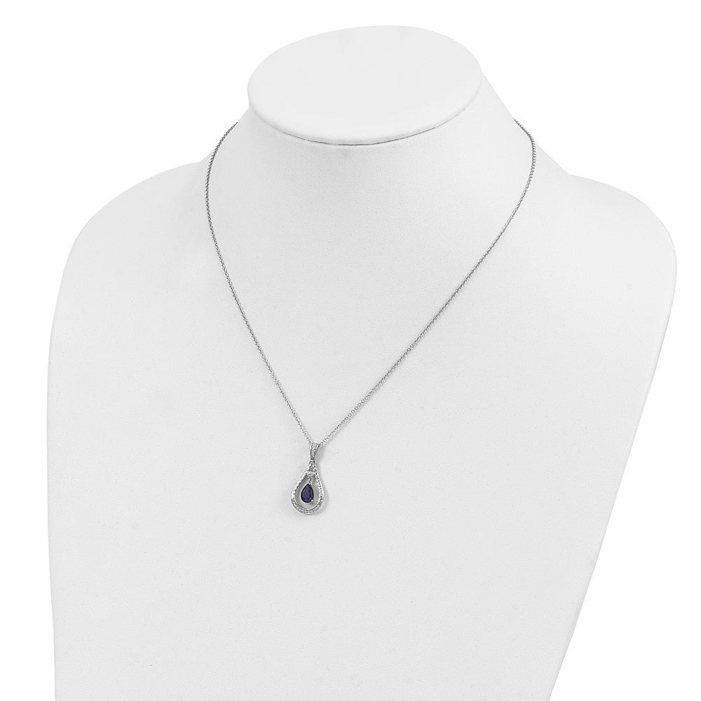 Sterlingsilber Sentimental Expressions Rhodiniert Sept. Im Labor Erzeugt Saphir Never Forget Tear 18 Zoll Halskette