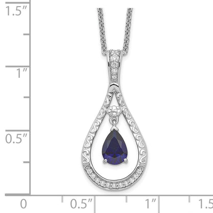 Sterlingsilber Sentimental Expressions Rhodiniert Sept. Im Labor Erzeugt Saphir Never Forget Tear 18 Zoll Halskette
