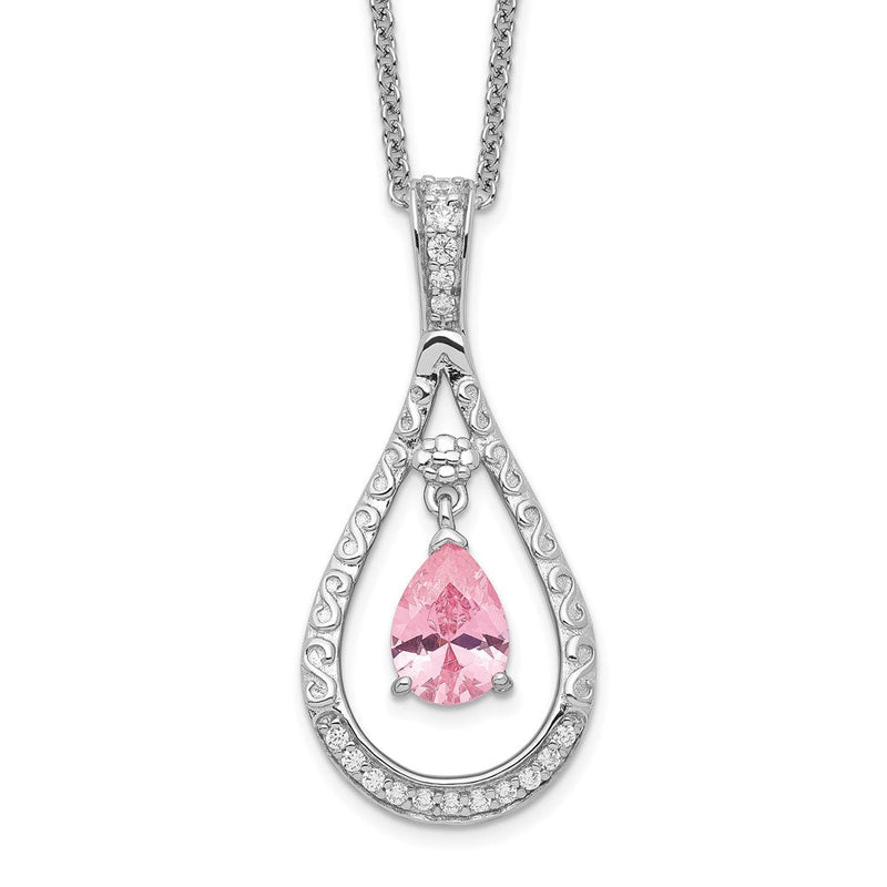 Sterlingsilber Sentimental Expressions Rhodiniert Oct. Zirkonia Stein Never Forget Tear 18 Zoll Geburtsstein Halskette