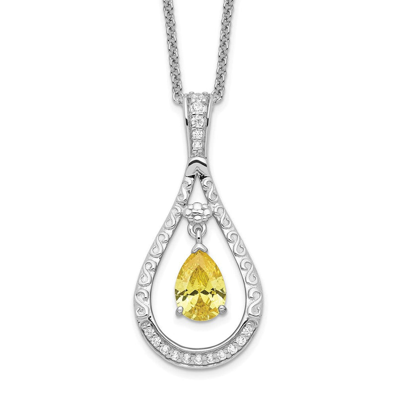 Sterlingsilber Sentimental Expressions Rhodiniert Nov. Zirkonia Stein Never Forget Tear 18 Zoll Geburtsstein Halskette