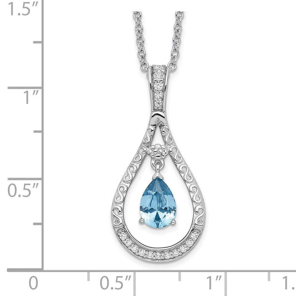 Sterlingsilber Sentimental Expressions Rhodiniert Dec. Zirkonia Stein Never Forget Tear 18 Zoll Geburtsstein Halskette