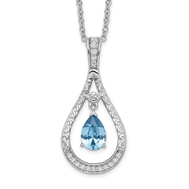 Sterlingsilber Sentimental Expressions Rhodiniert Dec. Zirkonia Stein Never Forget Tear 18 Zoll Geburtsstein Halskette