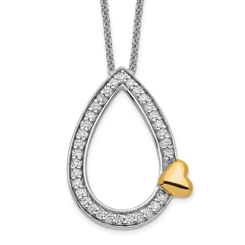 Sterlingsilber Sentimental Expressions Vergoldet Zirkonia A Tear Of Liebe 18 Zoll Halskette