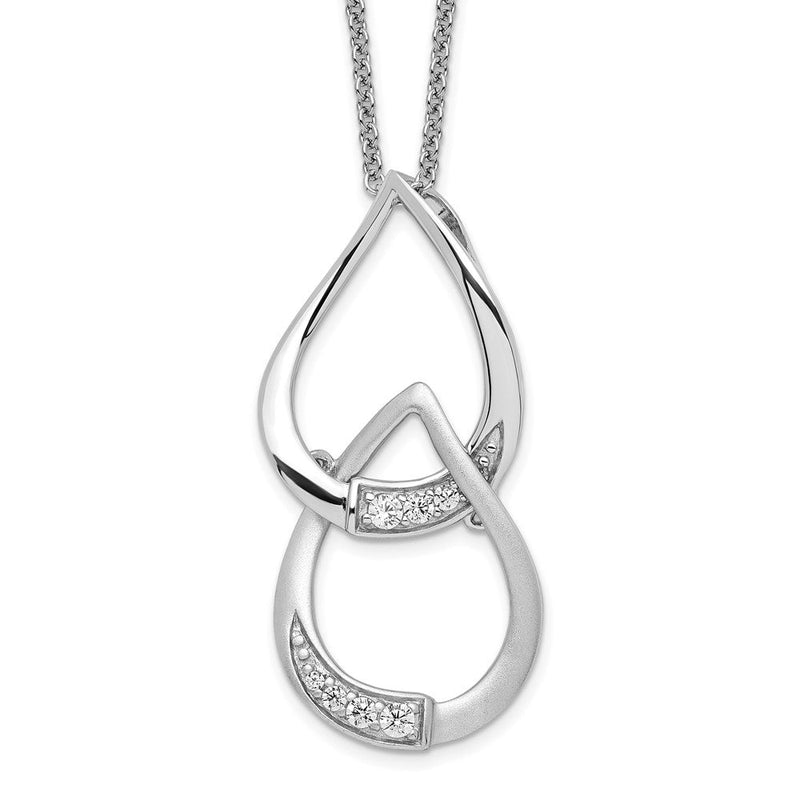 Sterlingsilber Sentimental Expressions Rhodiniert Zirkonia Tears To Share 18 Zoll Halskette