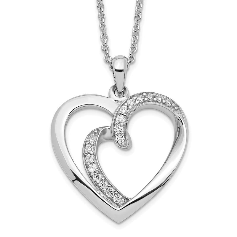 Sterlingsilber Sentimental Expressions Rhodiniert Zirkonia Zwei Souls Lived As Ein 18 Zoll Herz Halskette