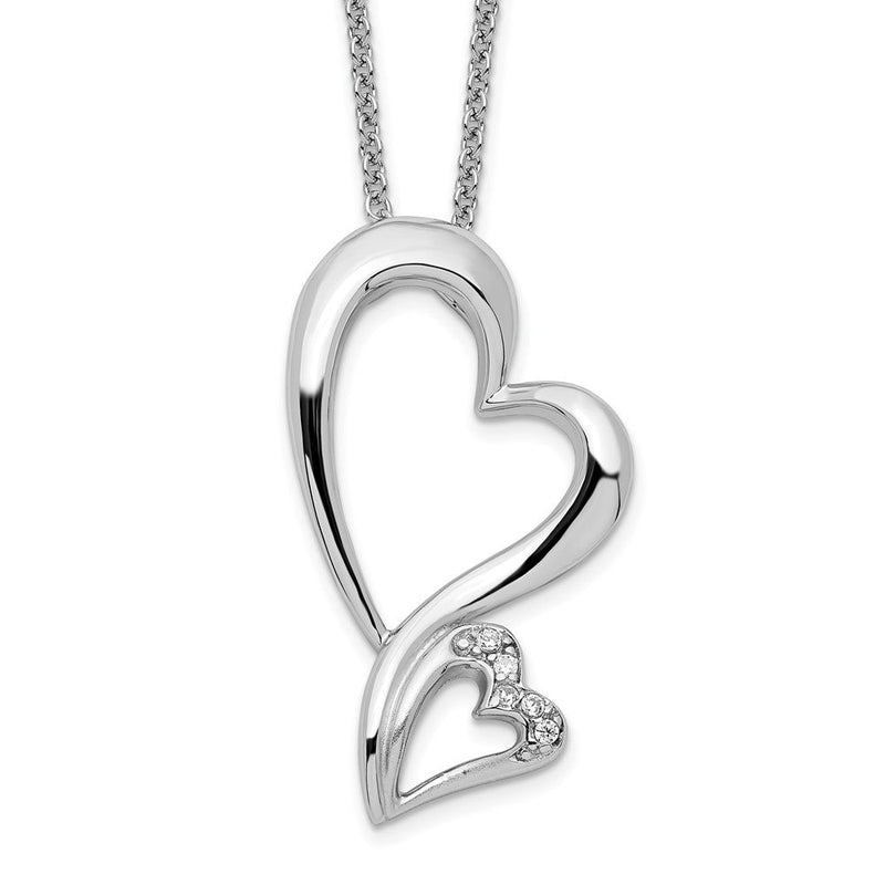 Sterlingsilber Sentimental Expressions Rhodiniert Zirkonia Protected Herz 18 Zoll Halskette