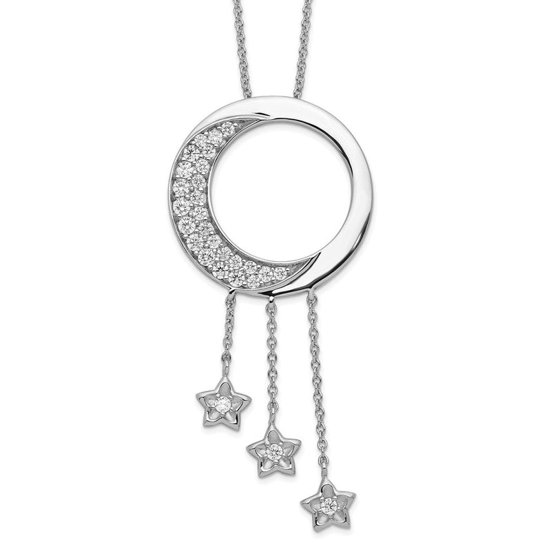 Sterlingsilber Sentimental Expressions Rhodiniert Zirkonia I Versprechen You The Mond und Sterne 18 Zoll Halskette