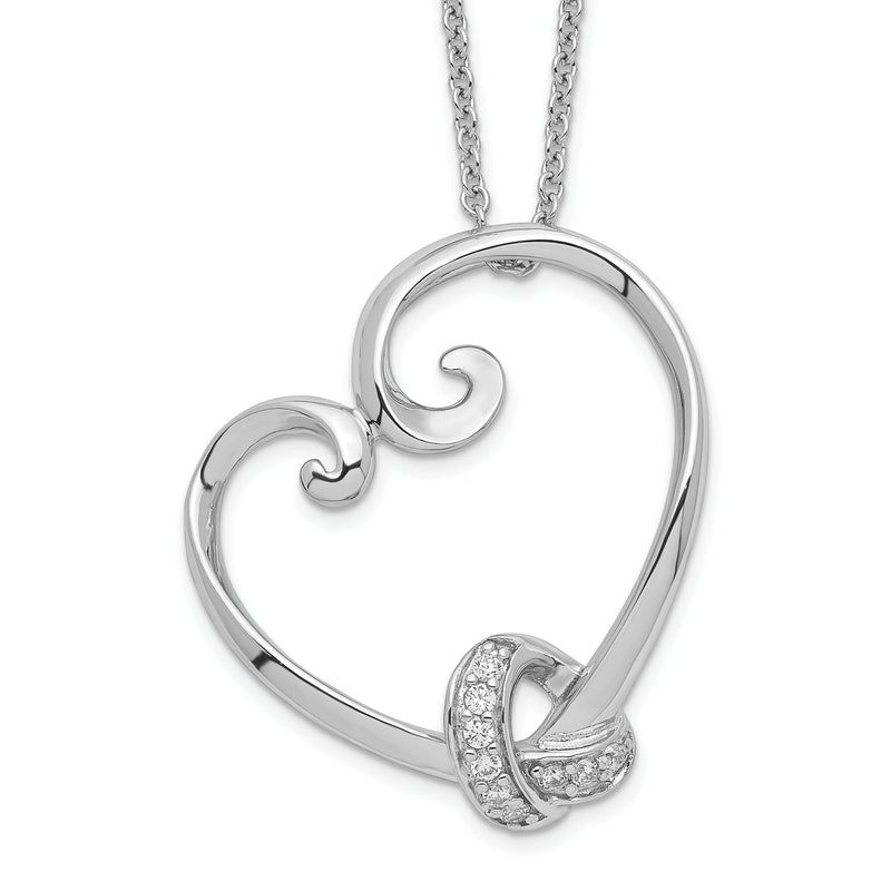 Sterlingsilber Sentimental Expressions Rhodiniert Zirkonia Liebe Knots 18 Zoll Herz Halskette