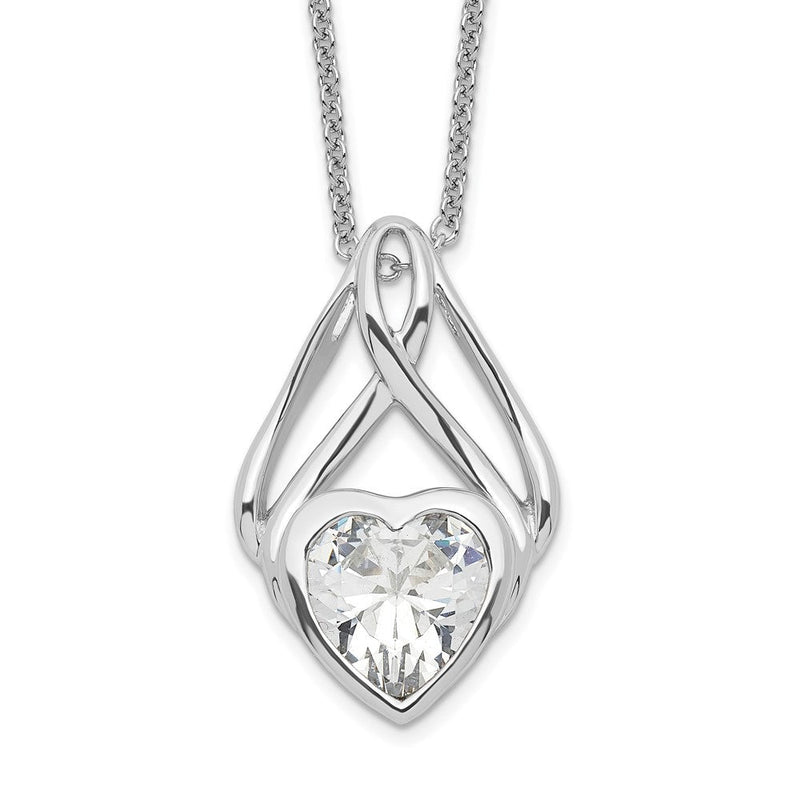 Sterlingsilber Sentimental Expressions Rhodiniert Zirkonia Wrapped Around My Herz 18 Zoll Halskette