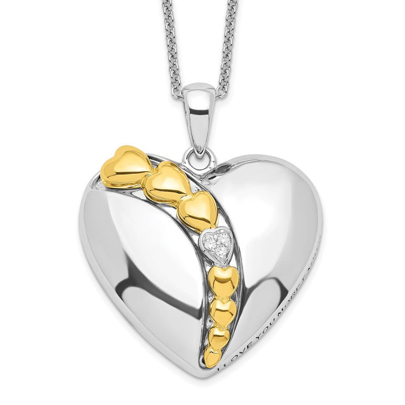 Sterlingsilber Sentimental Expressions Rhodium und Vergoldet Zirkonia I Liebe You More Each Day Herz 18 Zoll Halskette mit Poem Card
