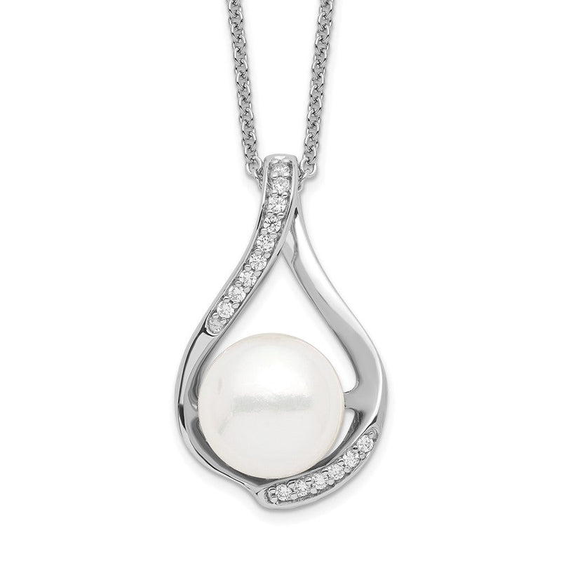 Sterlingsilber Sentimental Expressions Rhodiniert Fw Zuchtperle Zirkonia für Immer (embrace) 18 Zoll Halskette