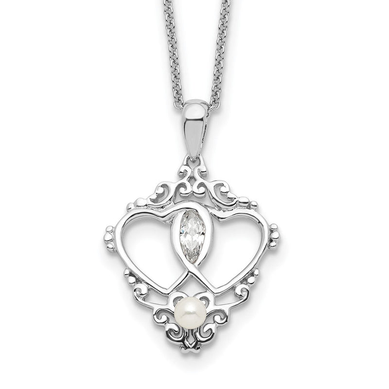 Sterlingsilber Sentimental Expressions Rhodiniert Antikisiert Zwei Herzen, Ein Liebe 18 Zoll Herz Halskette