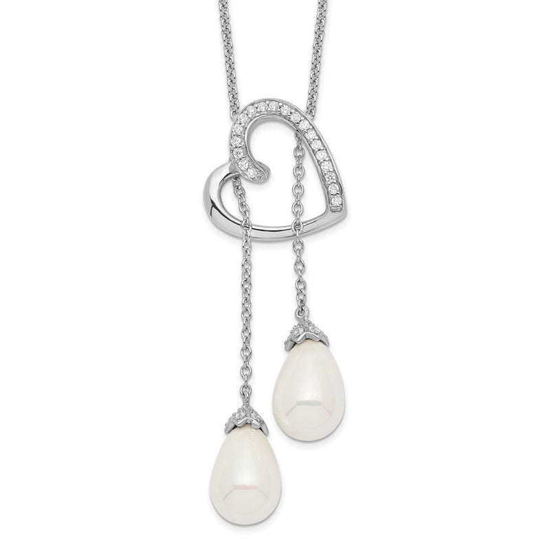 Sterlingsilber Sentimental Expressions Rhodiniert Fw Zuchtperle Zirkonia Zwei Become Ein 18 Zoll Herz Halskette