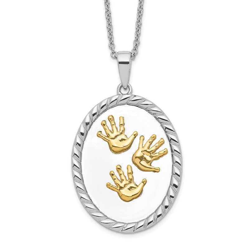 Sterlingsilber Sentimental Expressions Vergoldet Hand Prints 18 Zoll Halskette