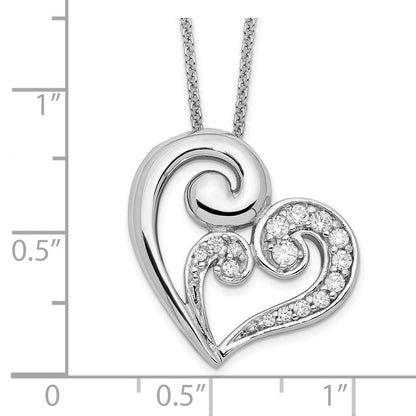 Sterlingsilber Sentimental Expressions Rhodiniert Zirkonia A Mothers Journey 18 Zoll Herz Halskette
