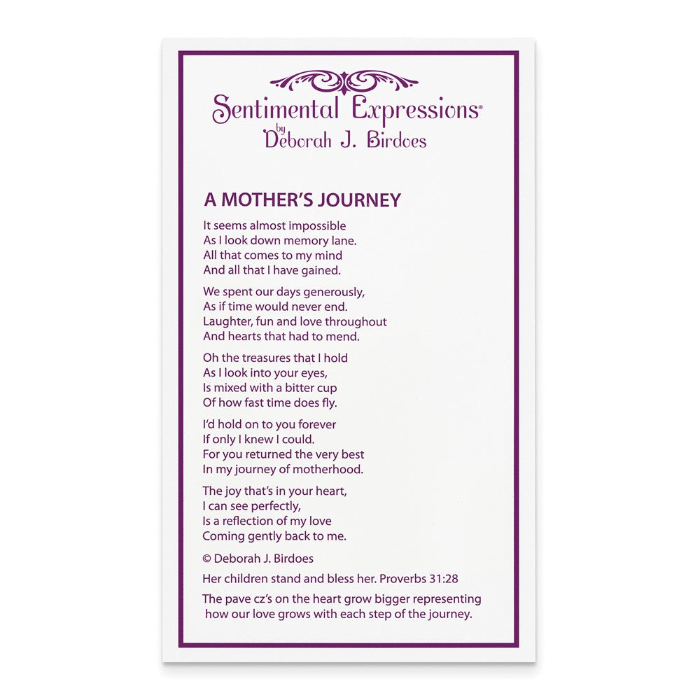 Sterlingsilber Sentimental Expressions Rhodiniert Zirkonia A Mothers Journey 18 Zoll Herz Halskette