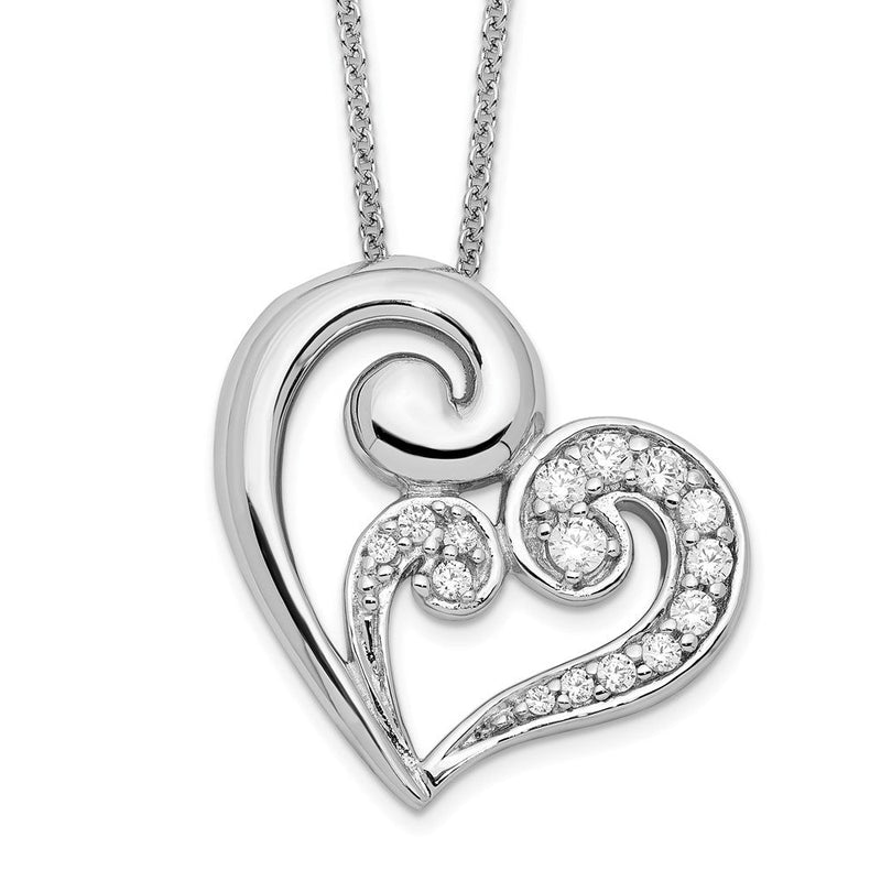Sterlingsilber Sentimental Expressions Rhodiniert Zirkonia A Mothers Journey 18 Zoll Herz Halskette