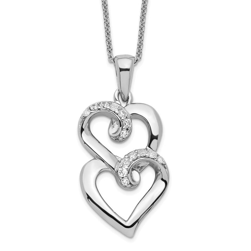 Sterlingsilber Sentimental Expressions Rhodiniert Zirkonia To My Schwester 18 Zoll Herz Halskette