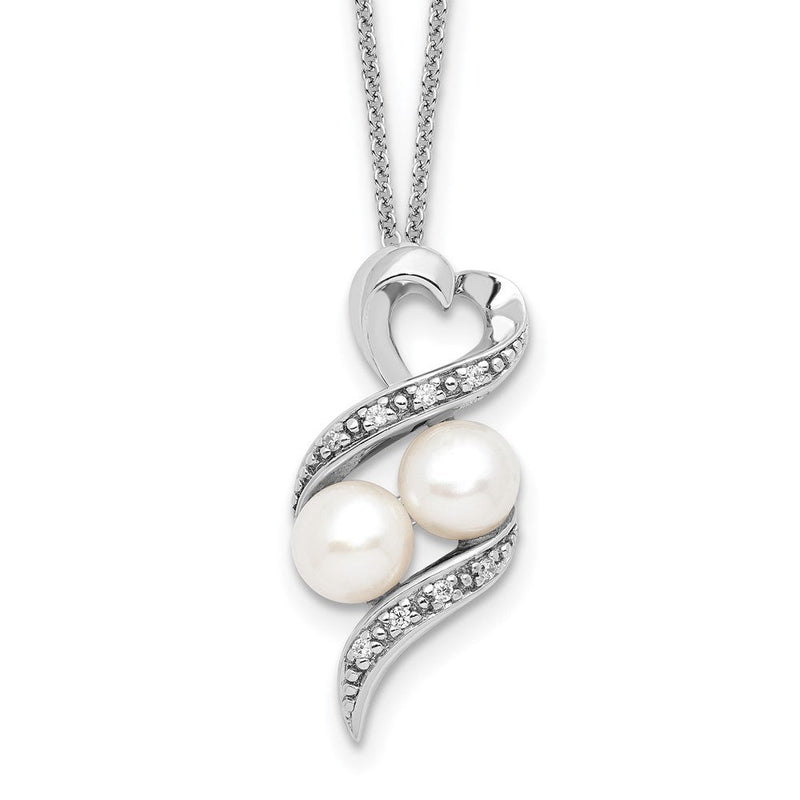 Sterlingsilber Sentimental Expressions Rhodiniert Fwc Perle Zirkonia 2 P in A Pod Motherhood Freundschaft 18 Zoll Halskette