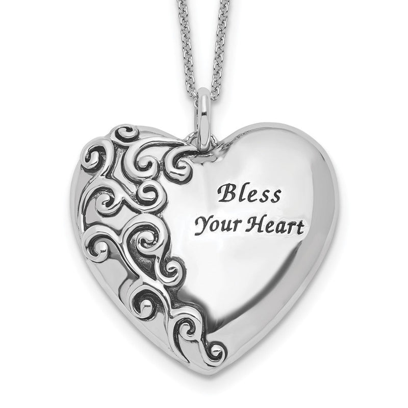 Sterlingsilber Sentimental Expressions Rhodiniert Antikisiert Bless Your Herz 18 Zoll Halskette