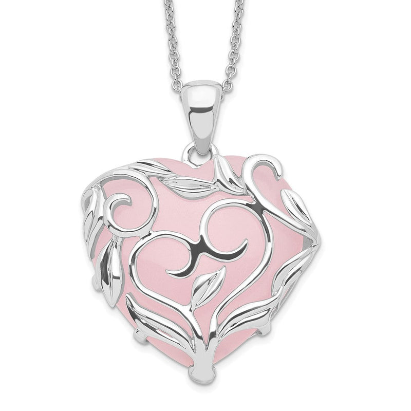 Sterlingsilber Sentimental Expressions Rhodiniert Rose Quarz Generous Herz 18 Zoll Halskette mit Poem Card