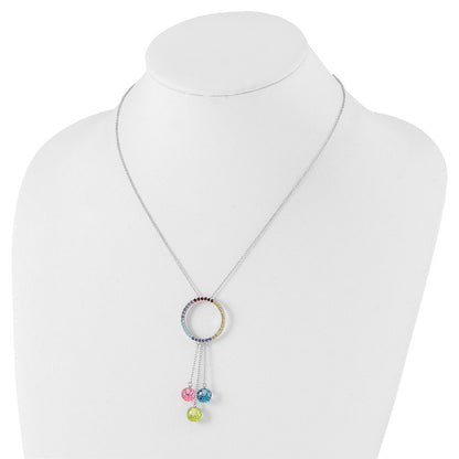 Sterlingsilber Sentimental Expressions Poliert Mehrfarbig Zirkonia Farbe Me Happy Halskette