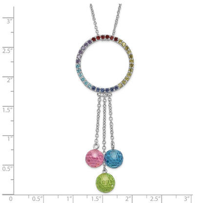 Sterlingsilber Sentimental Expressions Poliert Mehrfarbig Zirkonia Farbe Me Happy Halskette