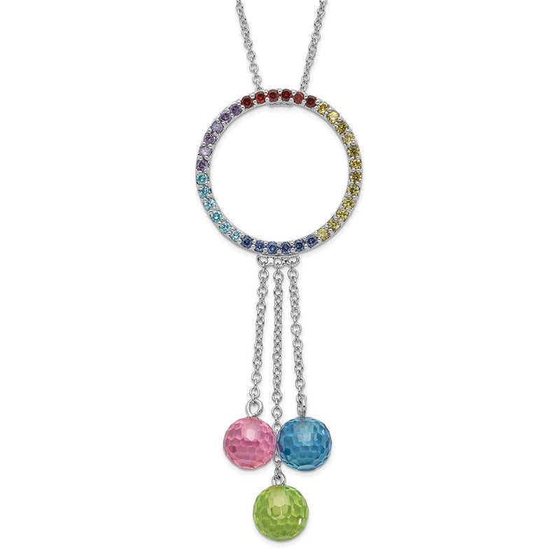 Sterlingsilber Sentimental Expressions Poliert Mehrfarbig Zirkonia Farbe Me Happy Halskette