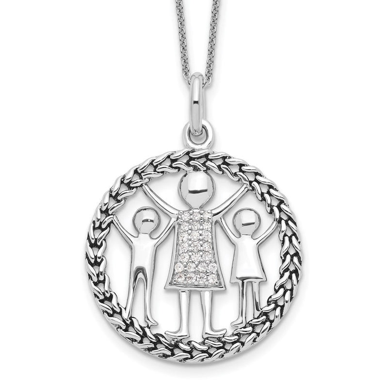 Sterlingsilber Sentimental Expressions Rhodiniert Antikisiert Knitted Zusammen By Liebe 18 Zoll Halskette