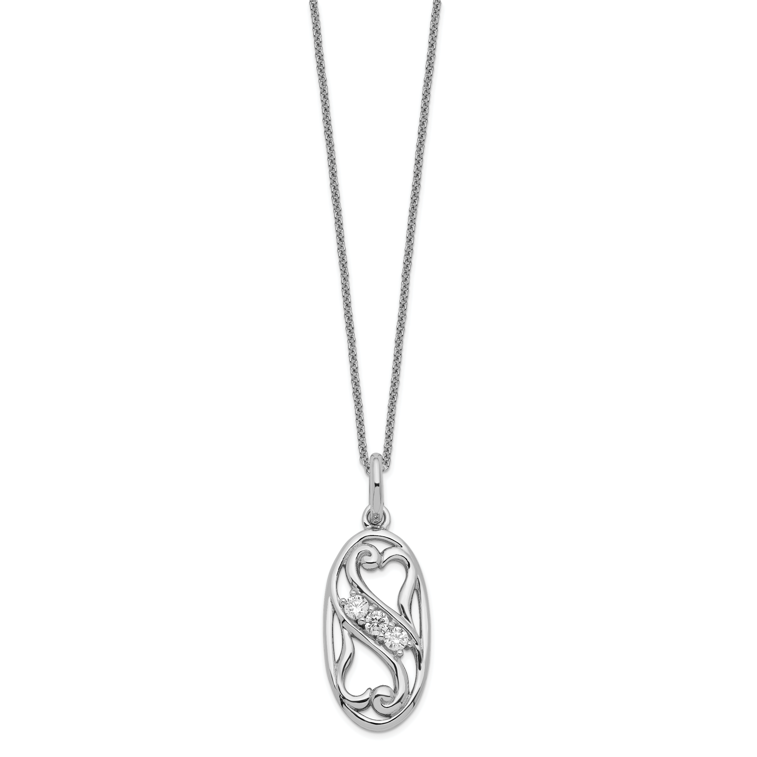 Sterlingsilber Sentimental Expressions Rhodiniert Zirkonia Beste Friends für Immer 18 Zoll Halskette