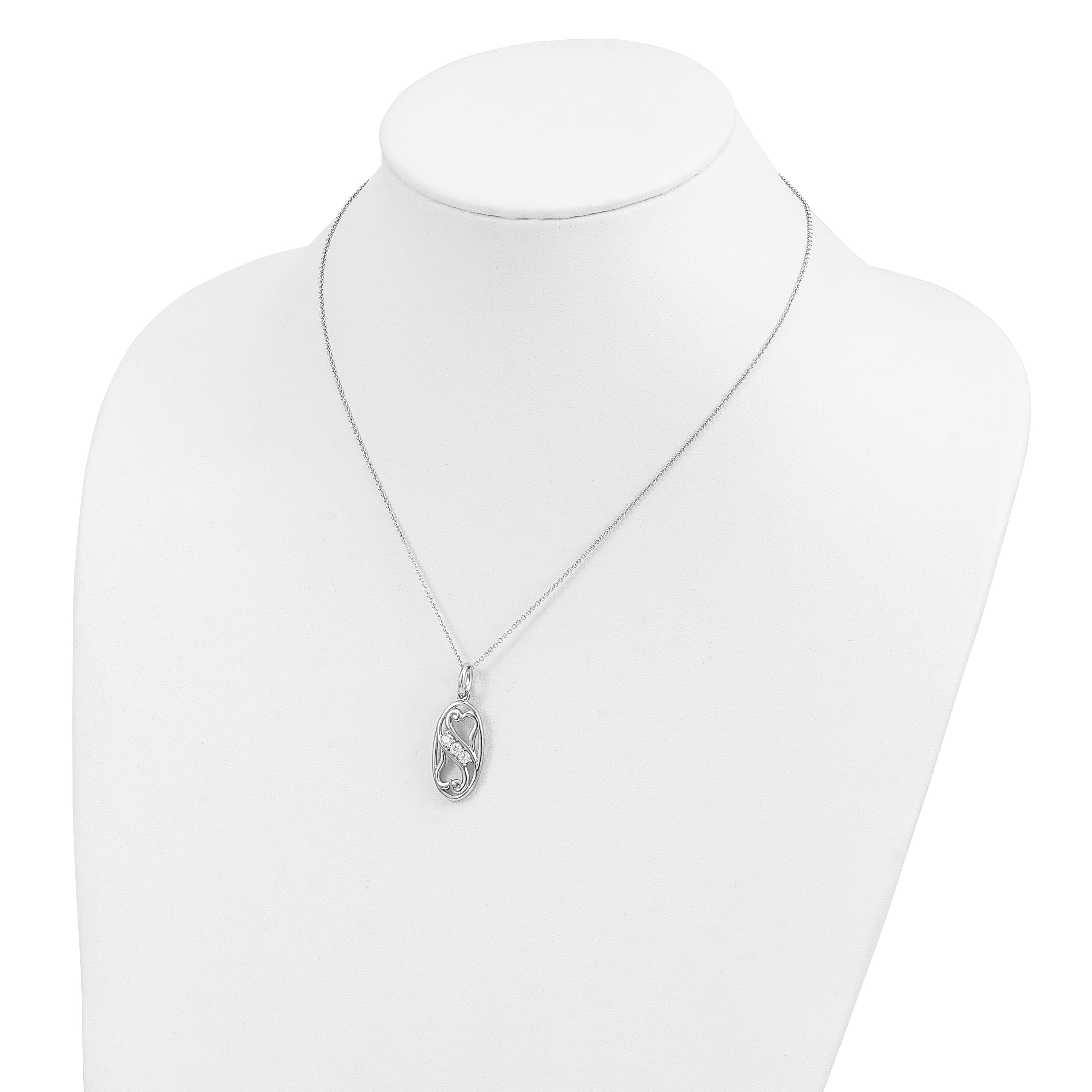 Sterlingsilber Sentimental Expressions Rhodiniert Zirkonia Beste Friends für Immer 18 Zoll Halskette