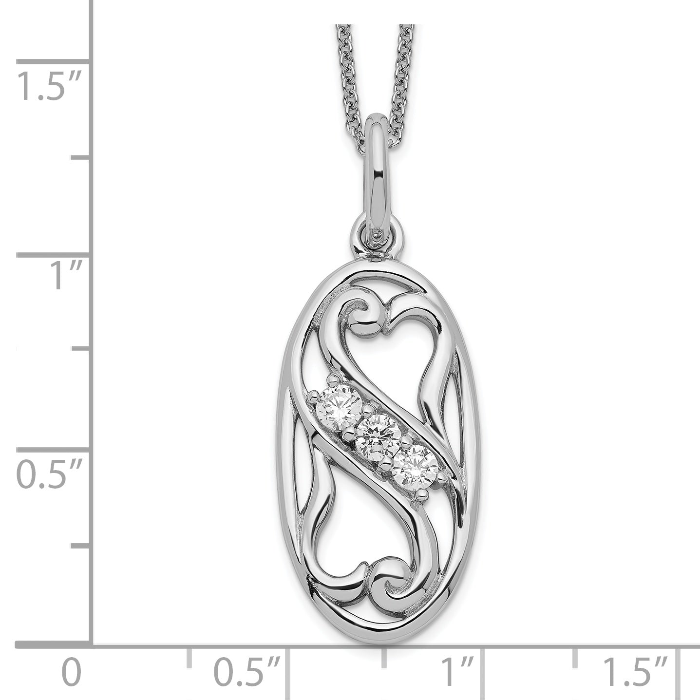 Sterlingsilber Sentimental Expressions Rhodiniert Zirkonia Beste Friends für Immer 18 Zoll Halskette