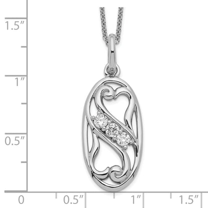 Sterlingsilber Sentimental Expressions Rhodiniert Zirkonia Beste Friends für Immer 18 Zoll Halskette