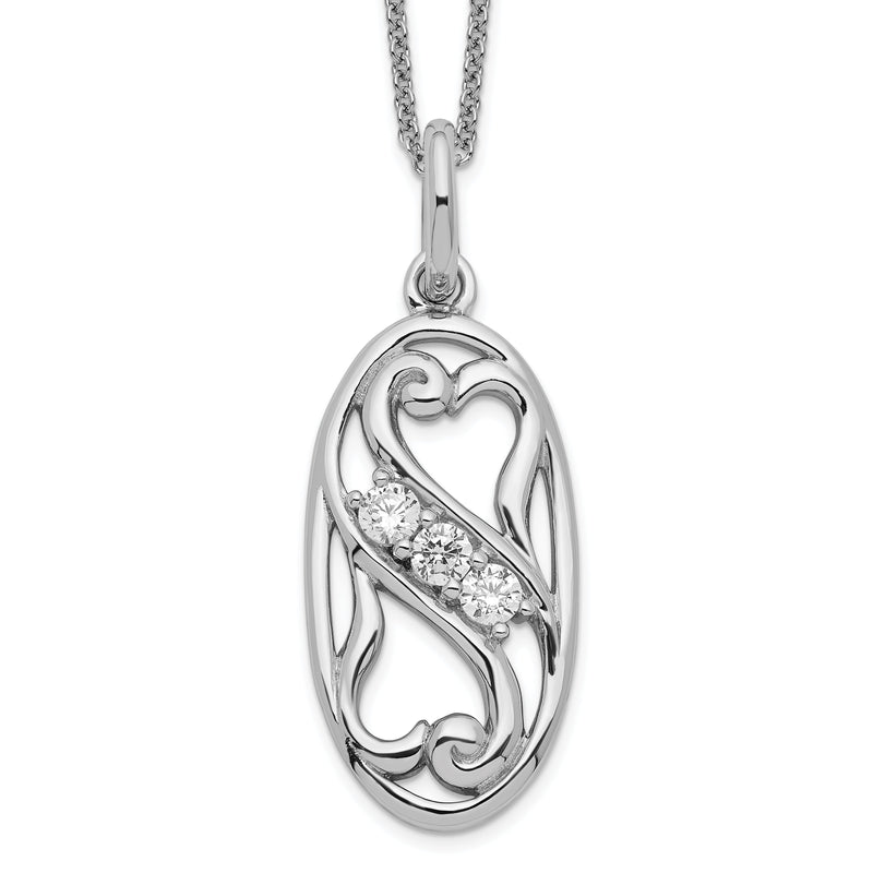 Sterlingsilber Sentimental Expressions Rhodiniert Zirkonia Beste Friends für Immer 18 Zoll Halskette