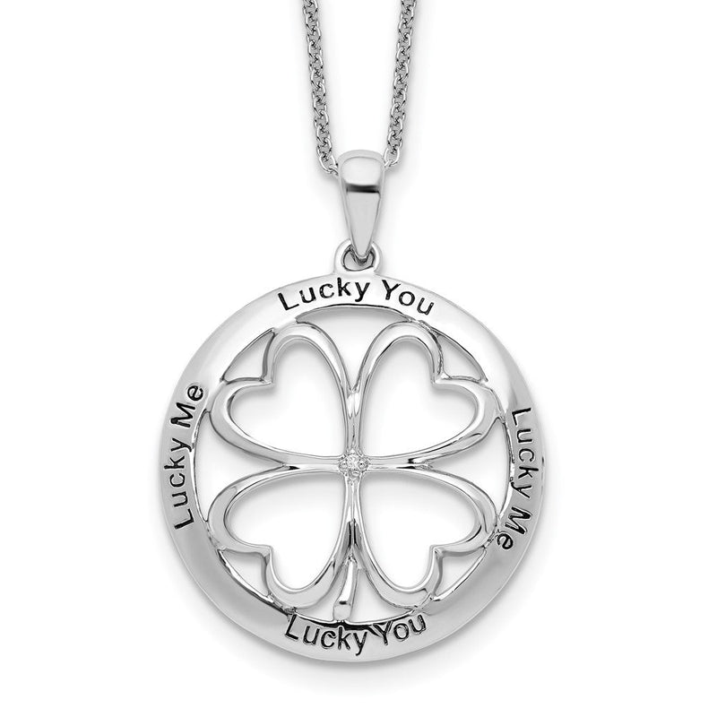 Sterlingsilber Sentimental Expressions Rhodiniert Zirkonia Antikisiert Glücks Me You 18 Zoll Halskette