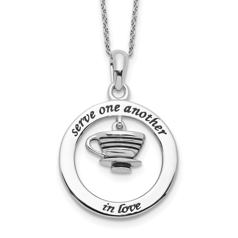 Sterlingsilber Sentimental Expressions Rhodiniert Antikisiert Serve Ein Another 18 Zoll Halskette
