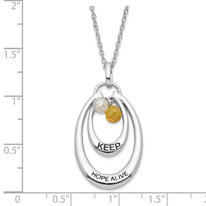 Sterlingsilber Sentimental Expressions Poliert & Antikisiert Gelb Klar Zirkonia Keep Hoffnung Alive Halskette