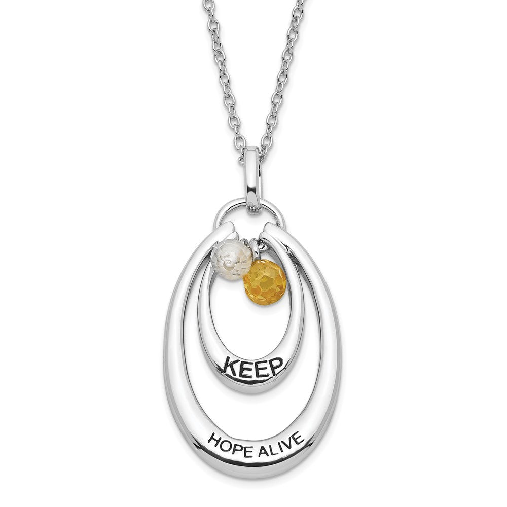 Sterlingsilber Sentimental Expressions Poliert & Antikisiert Gelb Klar Zirkonia Keep Hoffnung Alive Halskette