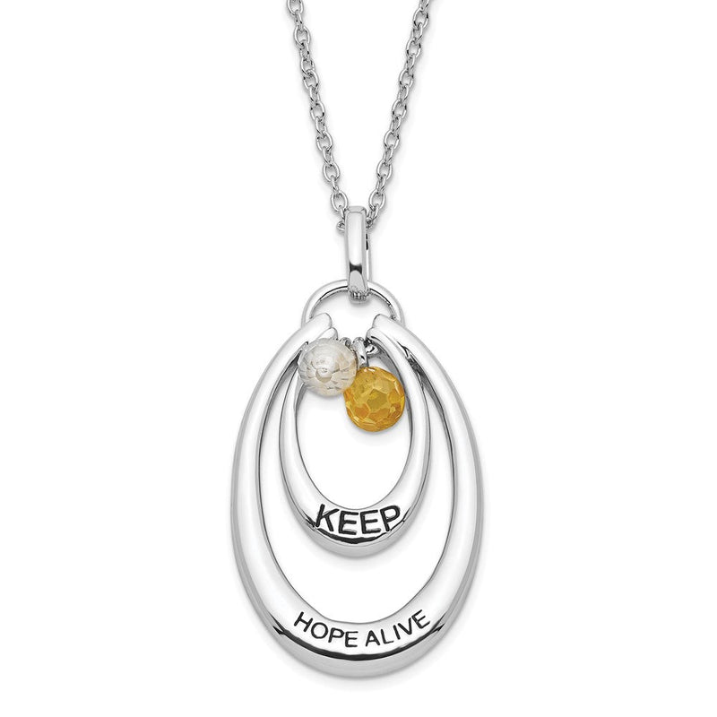 Sterlingsilber Sentimental Expressions Poliert & Antikisiert Gelb Klar Zirkonia Keep Hoffnung Alive Halskette