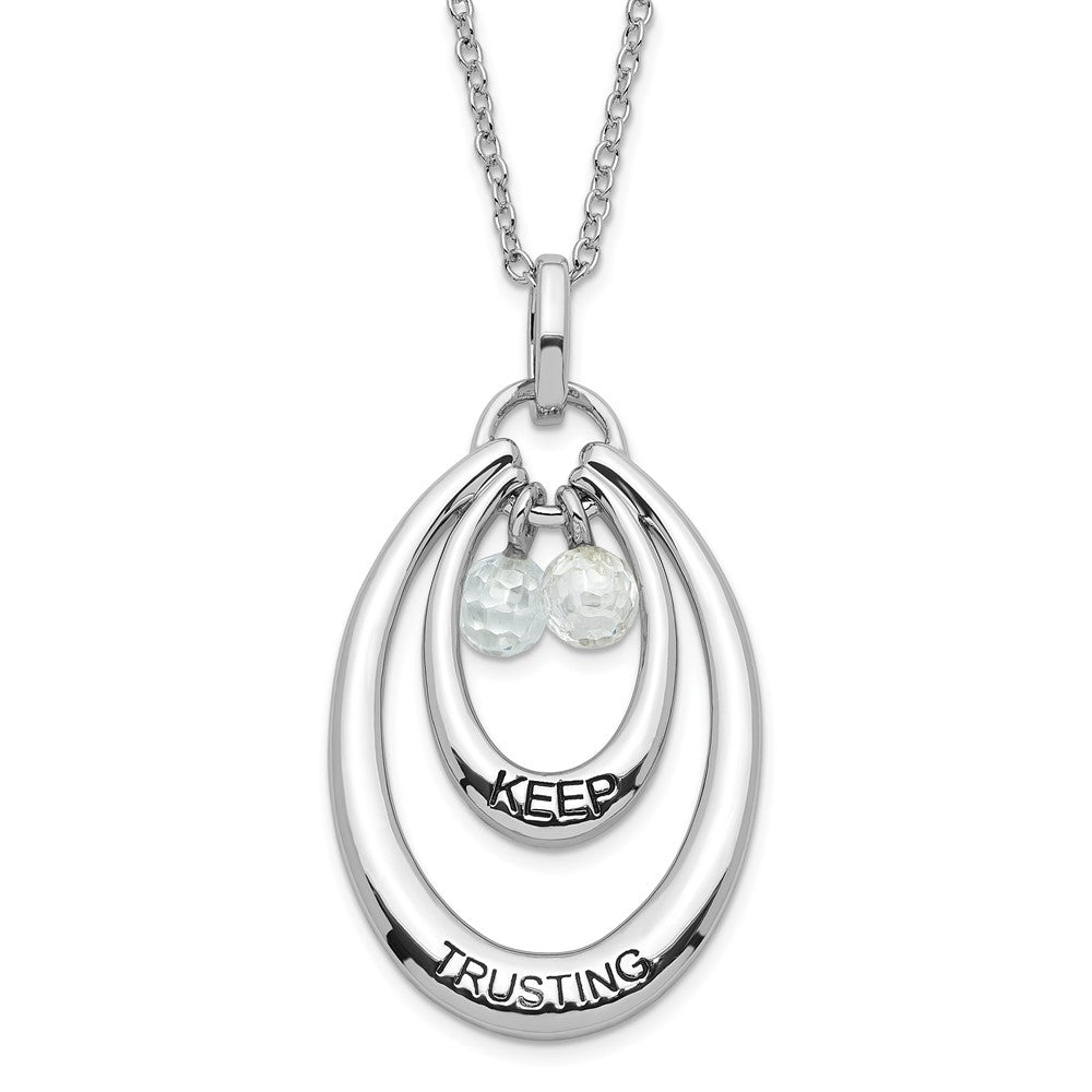 Sterlingsilber Sentimental Expressions Poliert & Antikisiert Zirkonia Keep Trusting Halskette