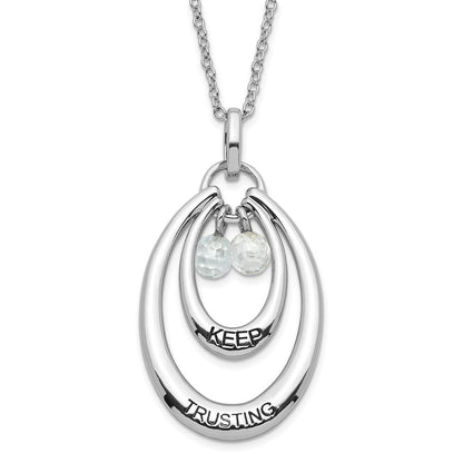 Sterlingsilber Sentimental Expressions Poliert & Antikisiert Zirkonia Keep Trusting Halskette